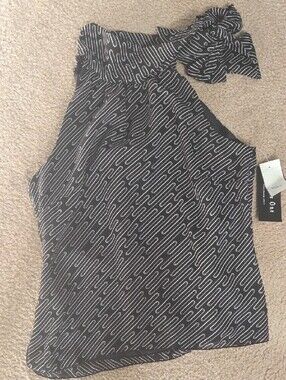 Chapter One-Shoulder Black & White Patterned Shirt